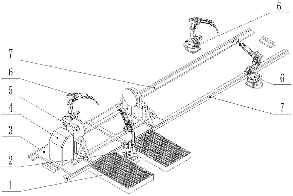 A double-station robot automatic welding production line for milling drum tool holders