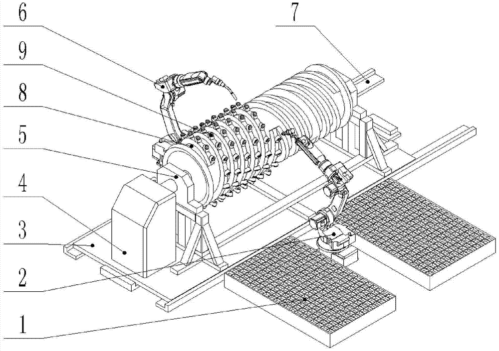 A double-station robot automatic welding production line for milling drum tool holders