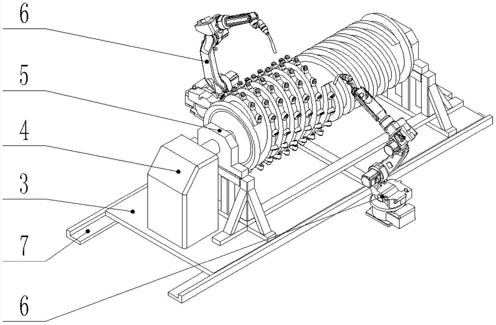 A double-station robot automatic welding production line for milling drum tool holders