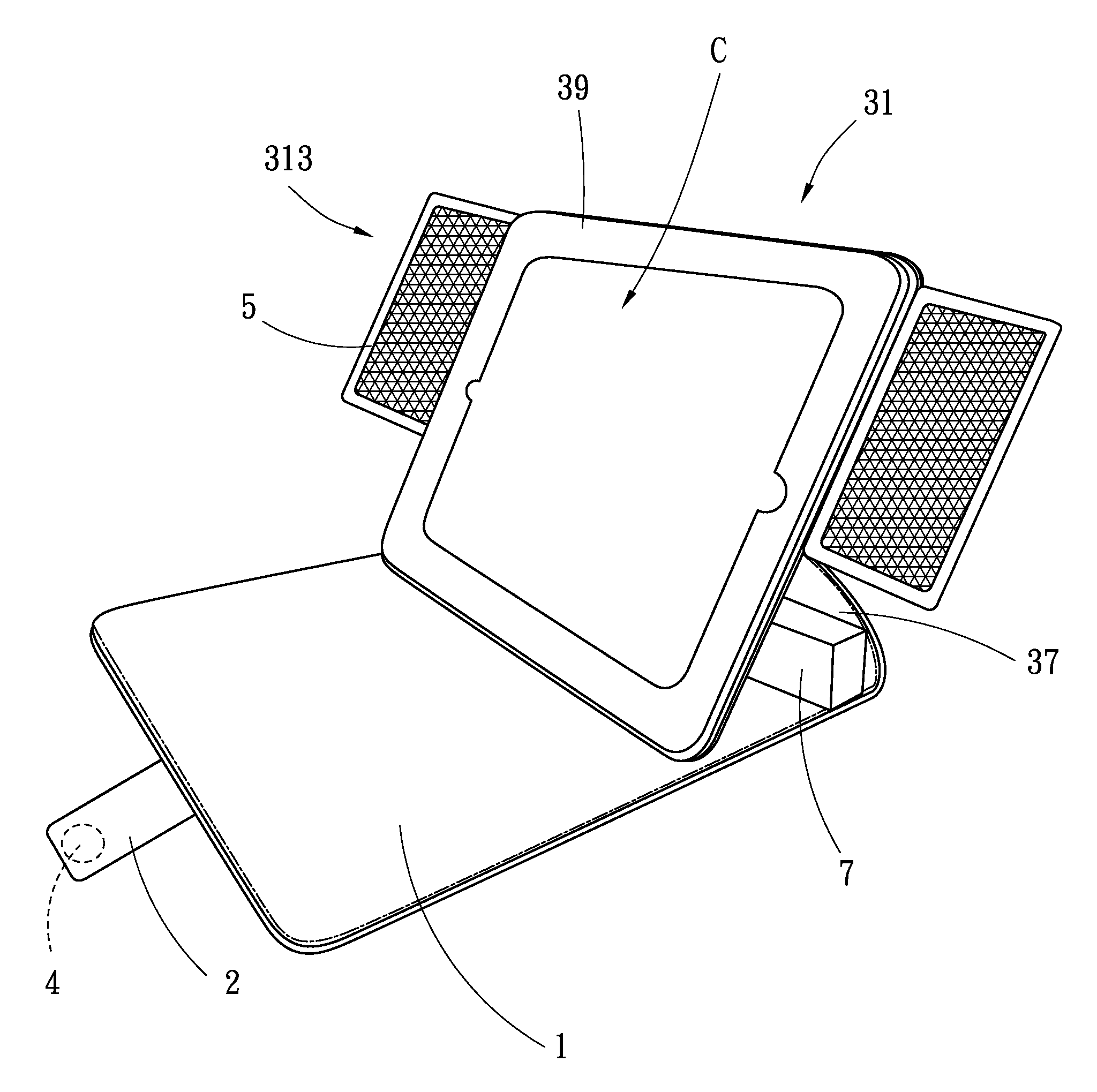 Mobile electronic device protective cover with tablet PC and flat speaker support function