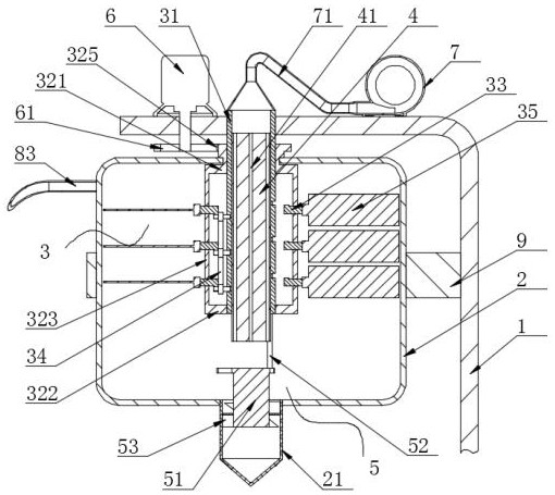 Waste gas separation and dust removal device