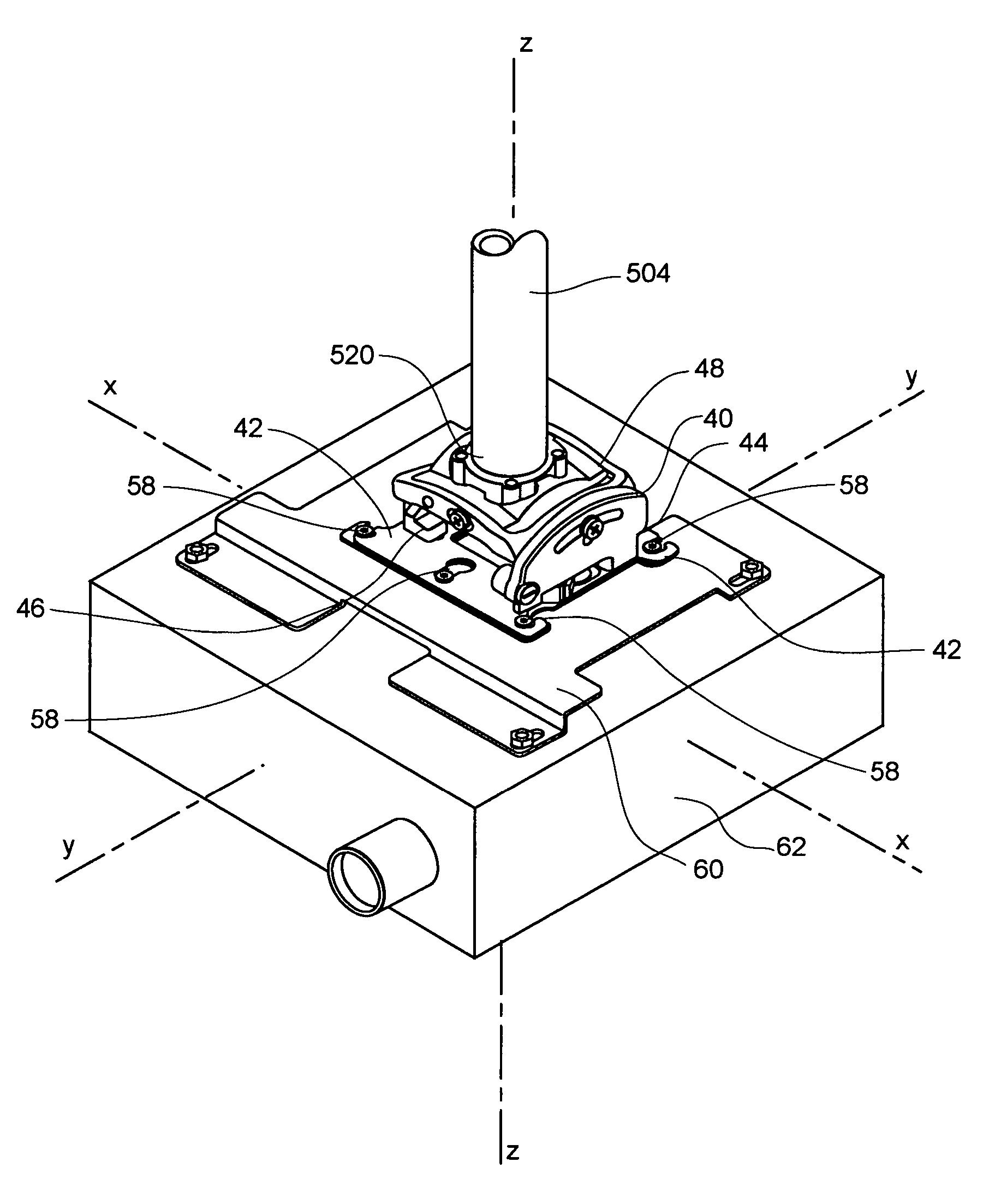 Adjustable projector mount with quick release device interface