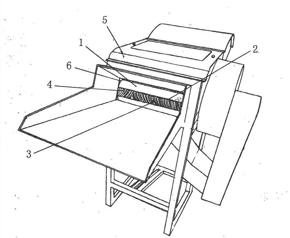 Threshing machine provided with positive and reverse spiral rack coiling roller