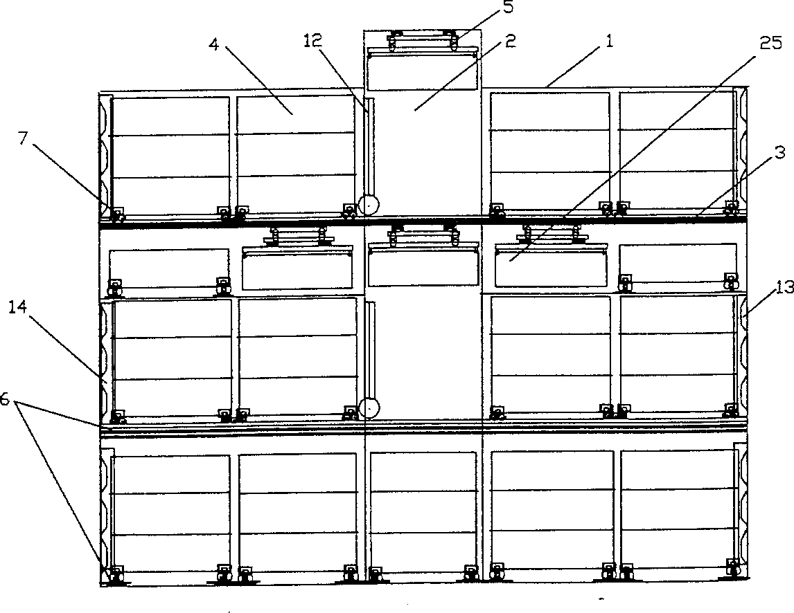 Automatized storing, loading and unloading facility for container