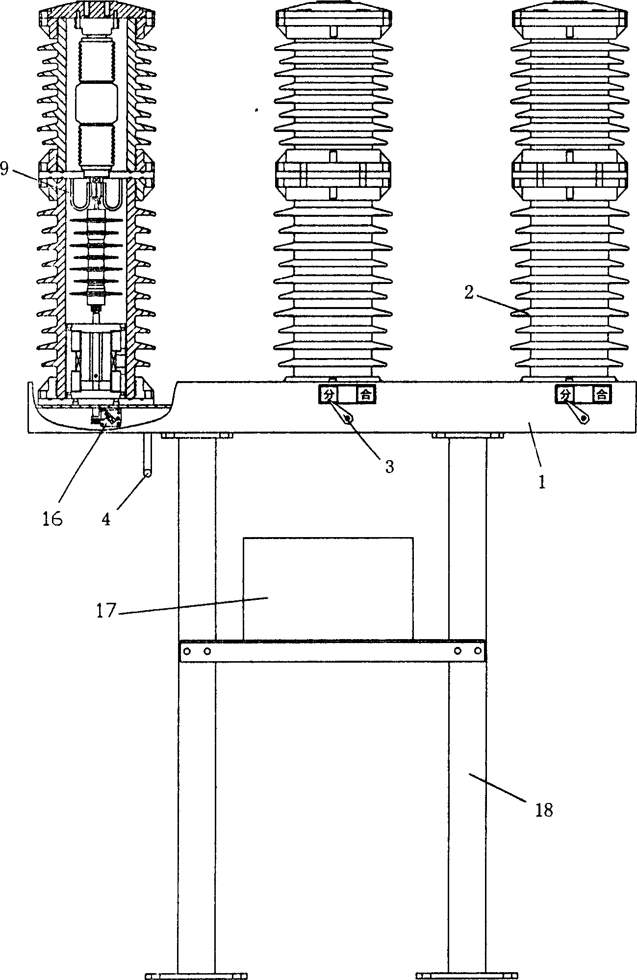 Vacuum circuit breaker of sealed type outdoor high-tension phase control synchronous permanent magnetic mechanism