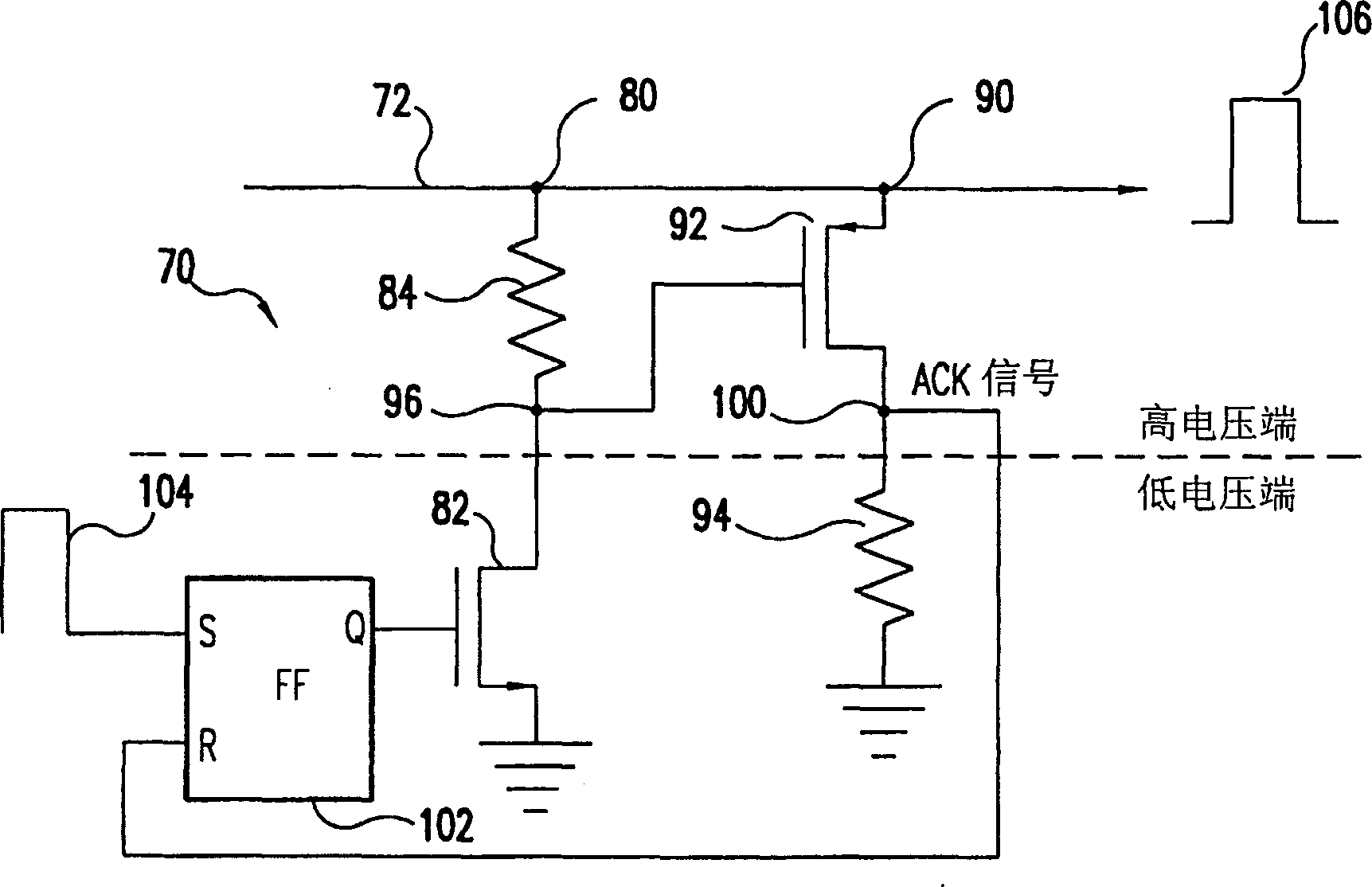 Digital level shifter with reduced power dissipation and false transmission blocking