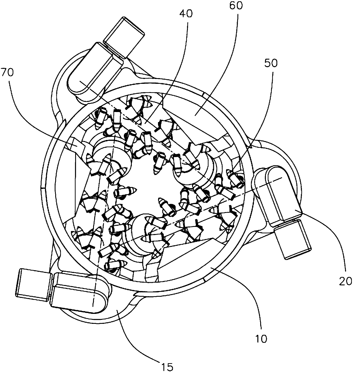 Three-dimensional inclined tooth roll crusher