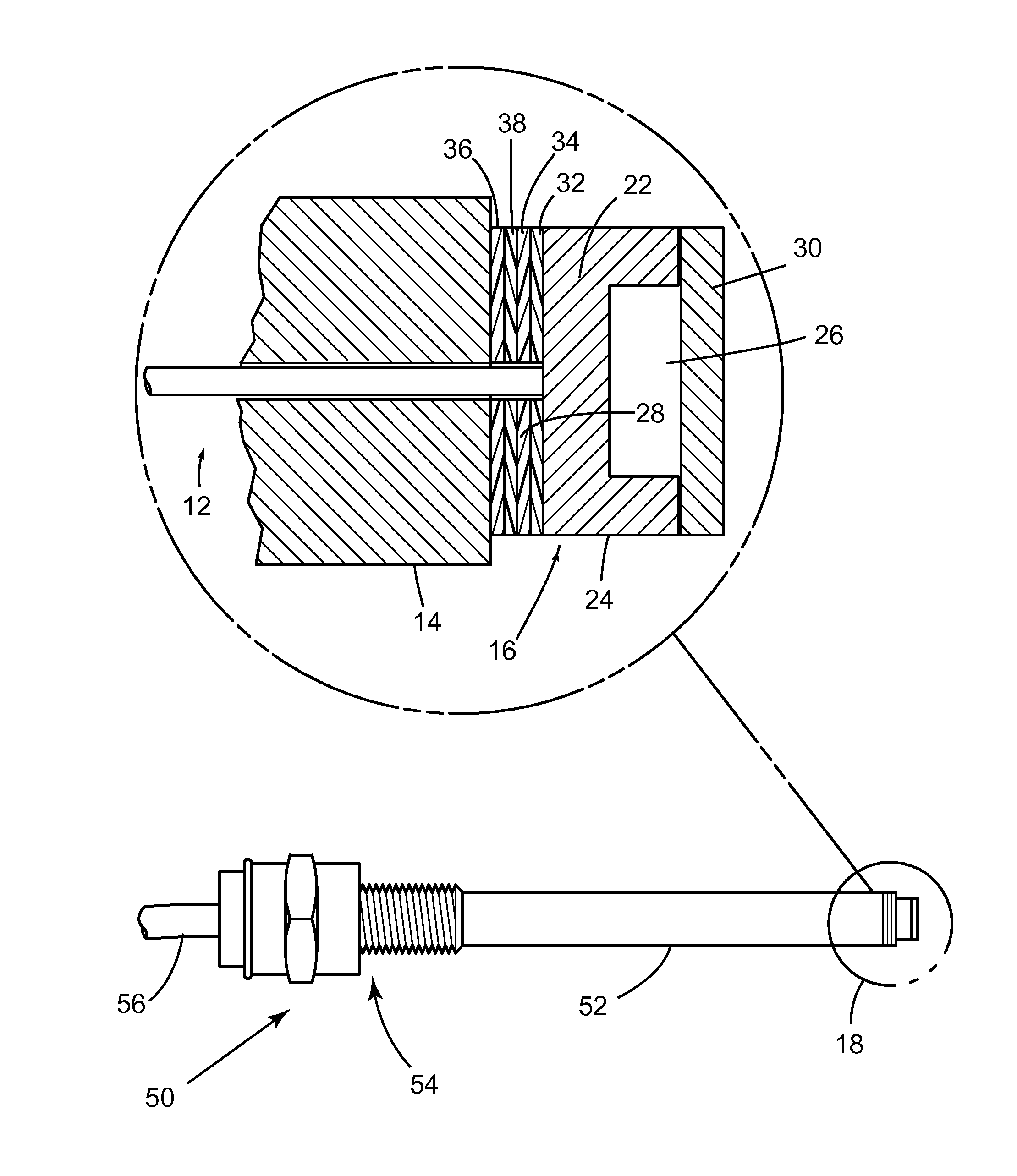 High-temperature pressure sensor and method of assembly