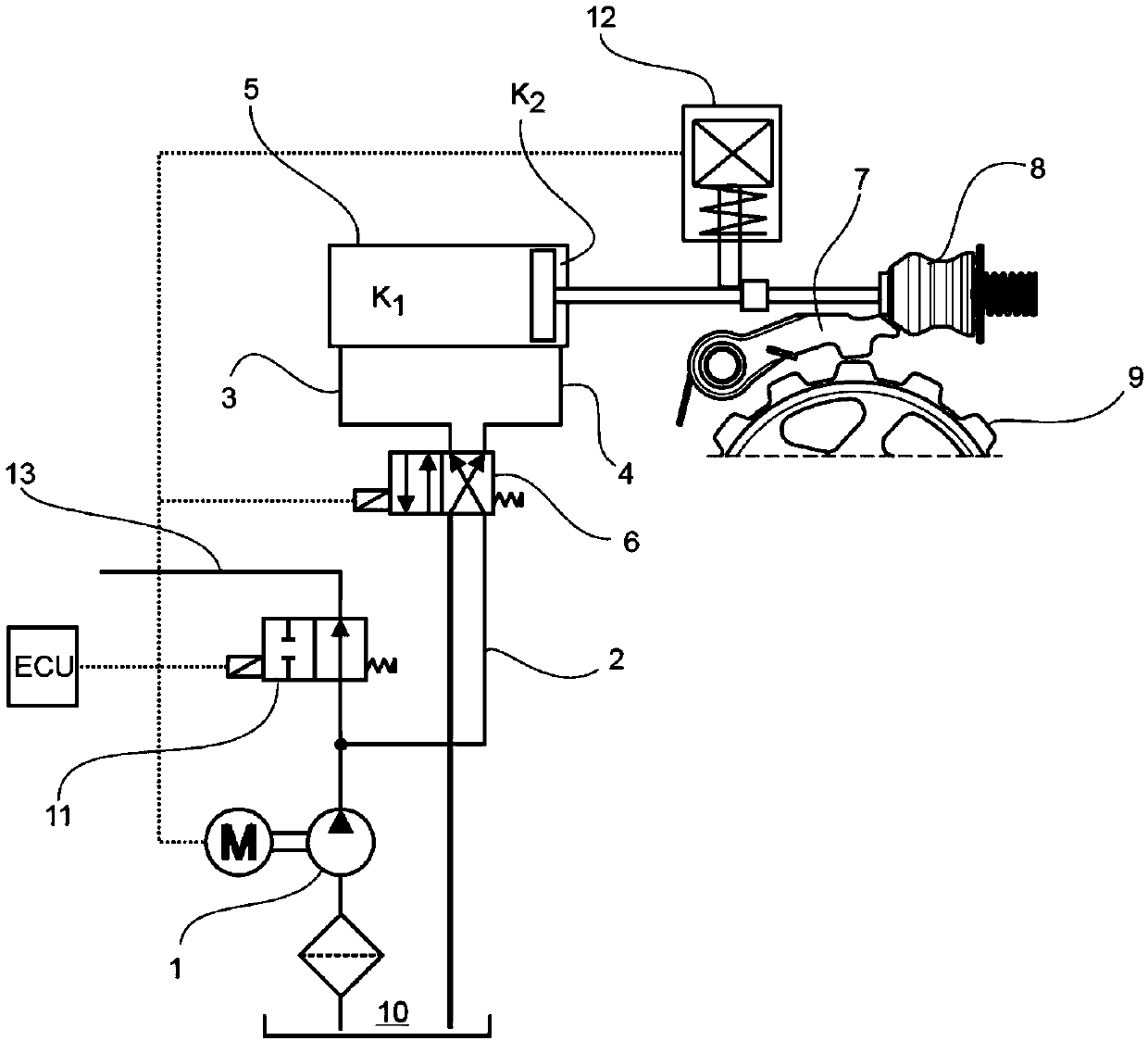 System for hydraulically actuating parking lock