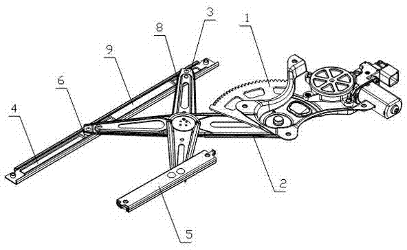 Limiting and damping mechanism for car window glass lifter