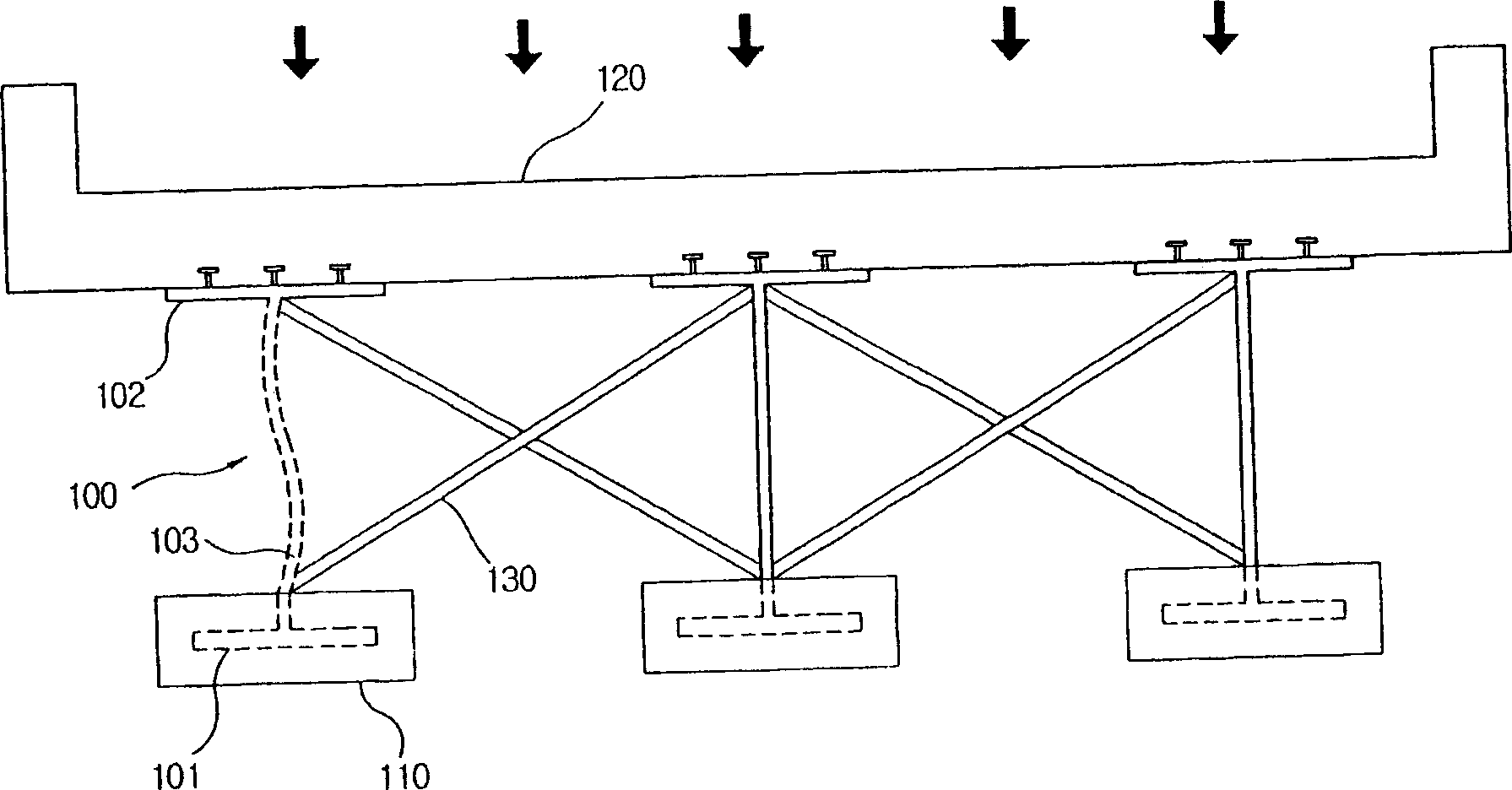 Prestress mixed beam with concrete plate and corrugate steel web beam