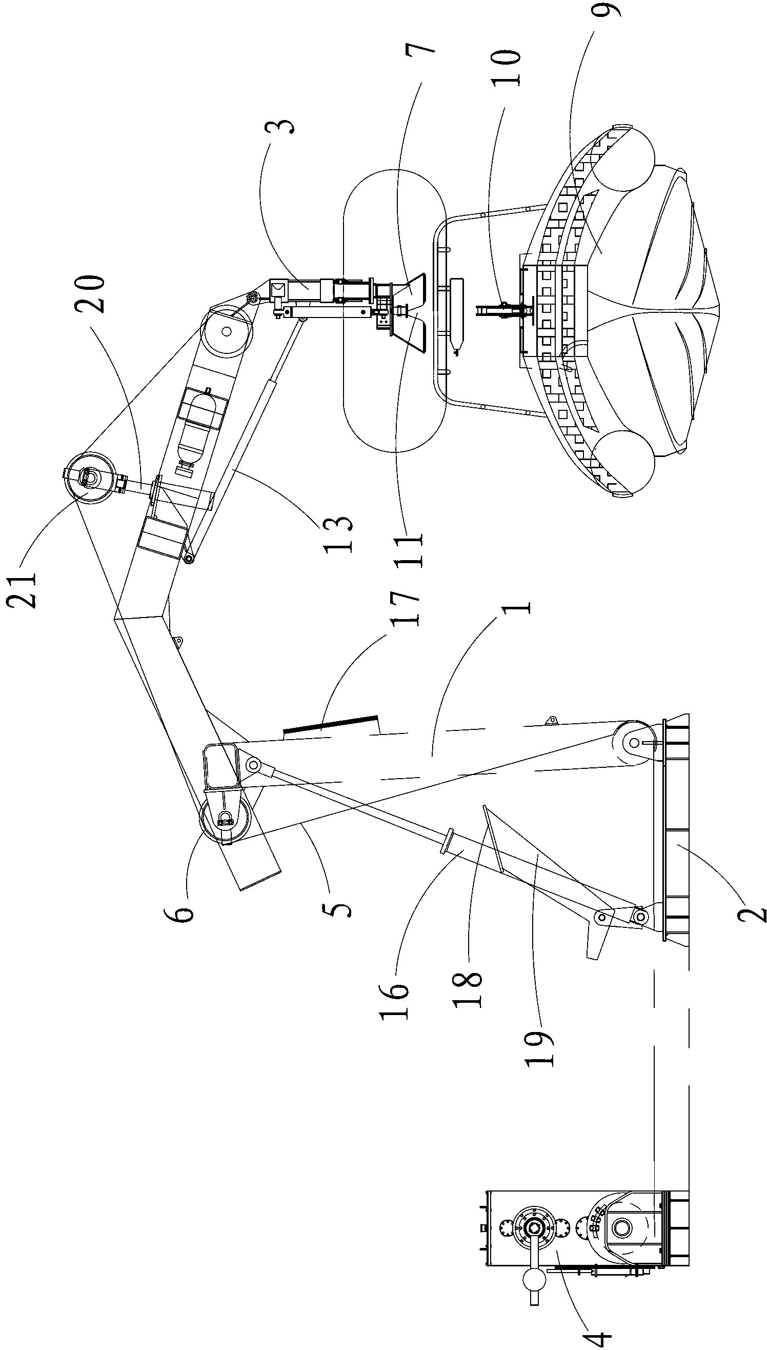 High-speed rescue boat lowering device