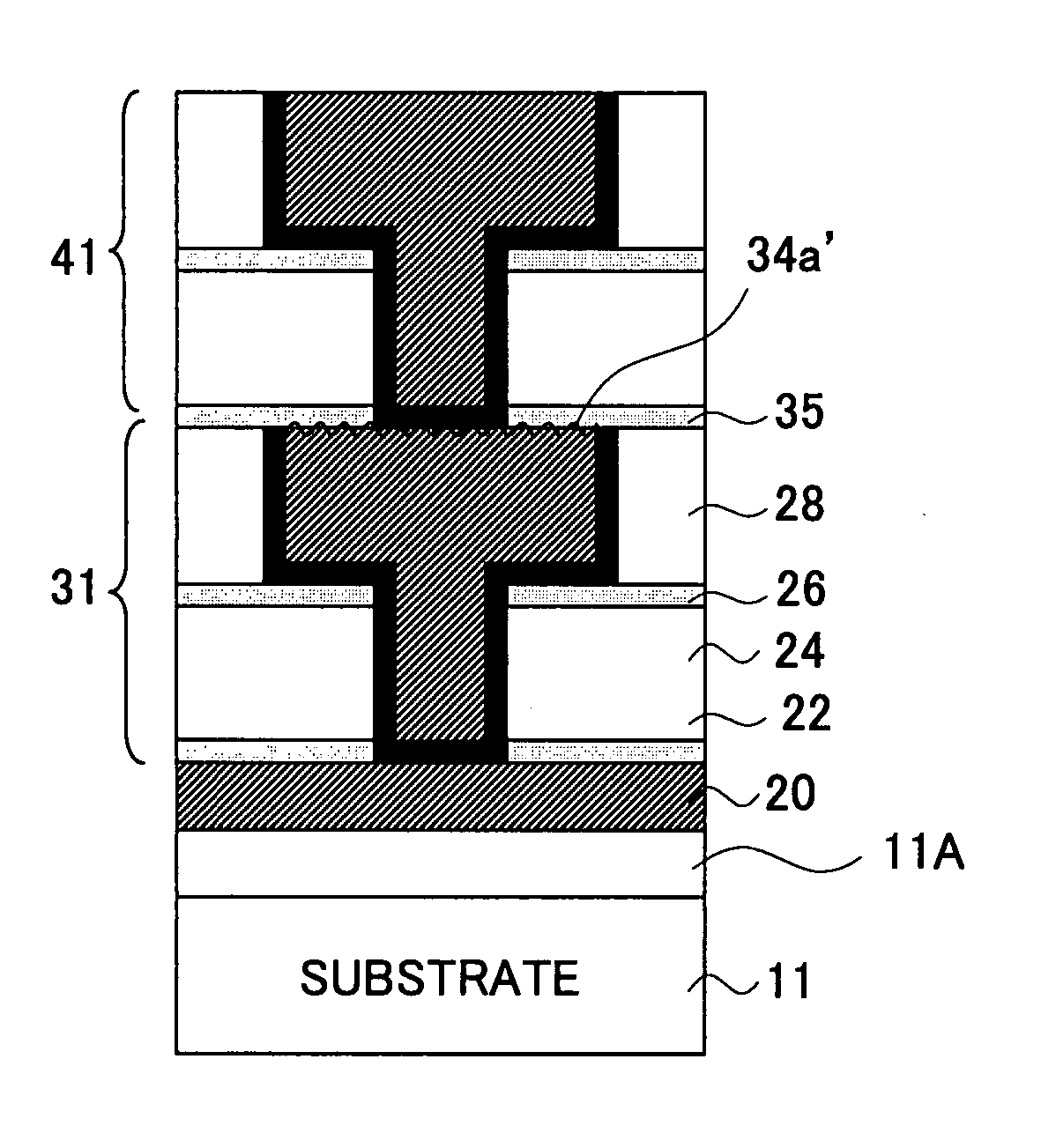 Semiconductor device having a multilayer interconnection structure and fabrication method