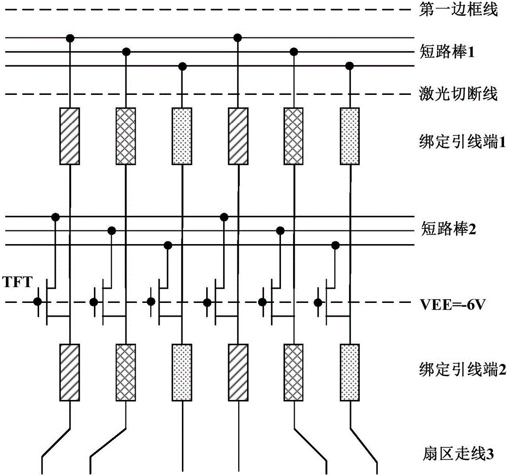 Display panel compatible with multiple types of frame sizes and light-on test method of display panel