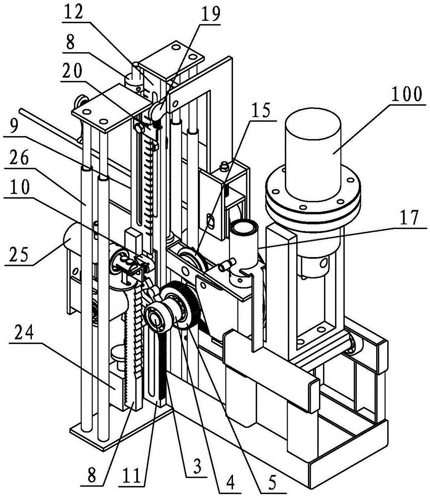 An automatic steel bar cutting machine with a fixed-length measuring device