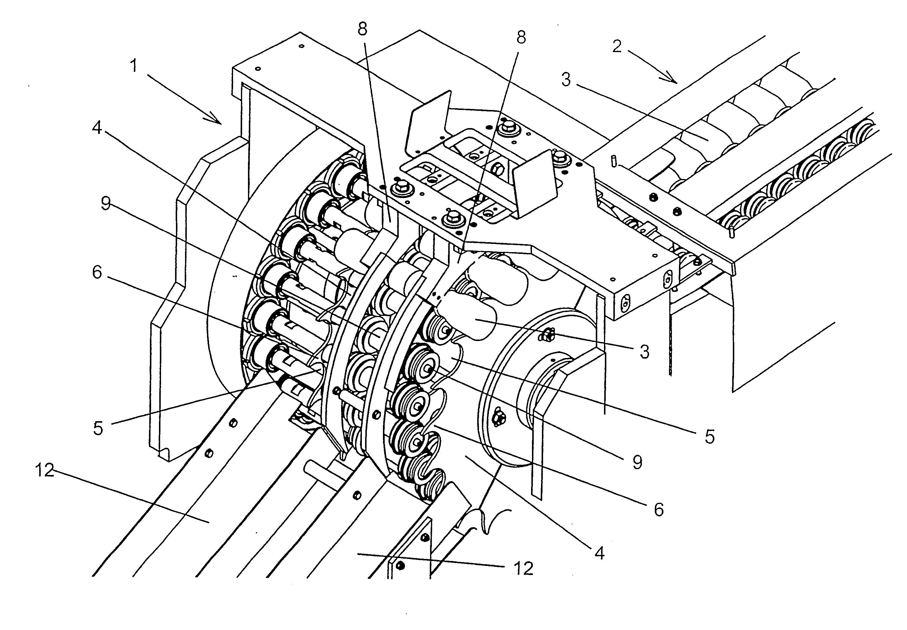 Horizontal cutter of double-bodied bottles attached to each other at the neck