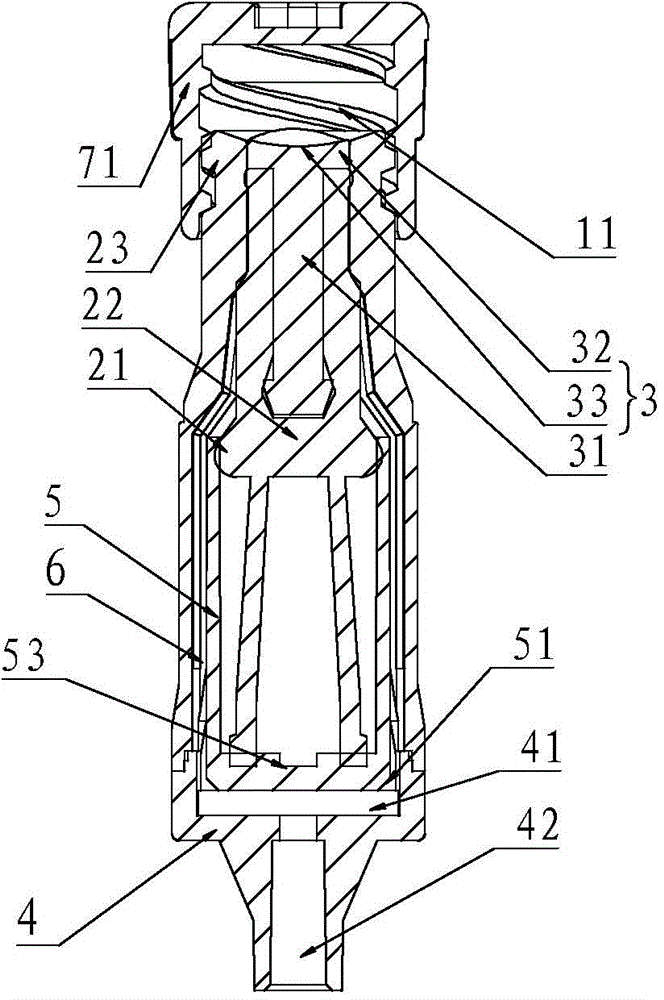 Positive-pressure joint for needleless medicated transfusion