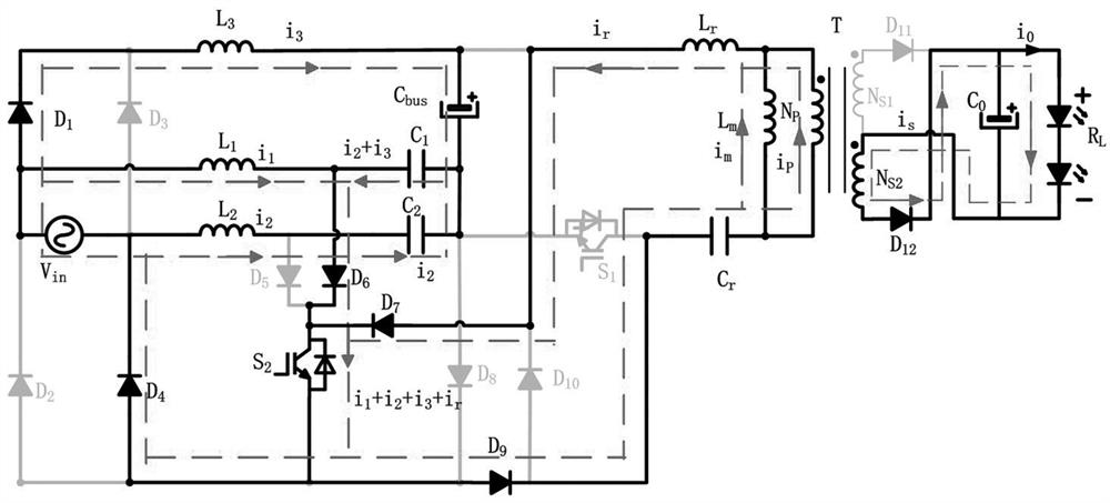 A single-stage bridgeless boost cuk resonant led drive circuit