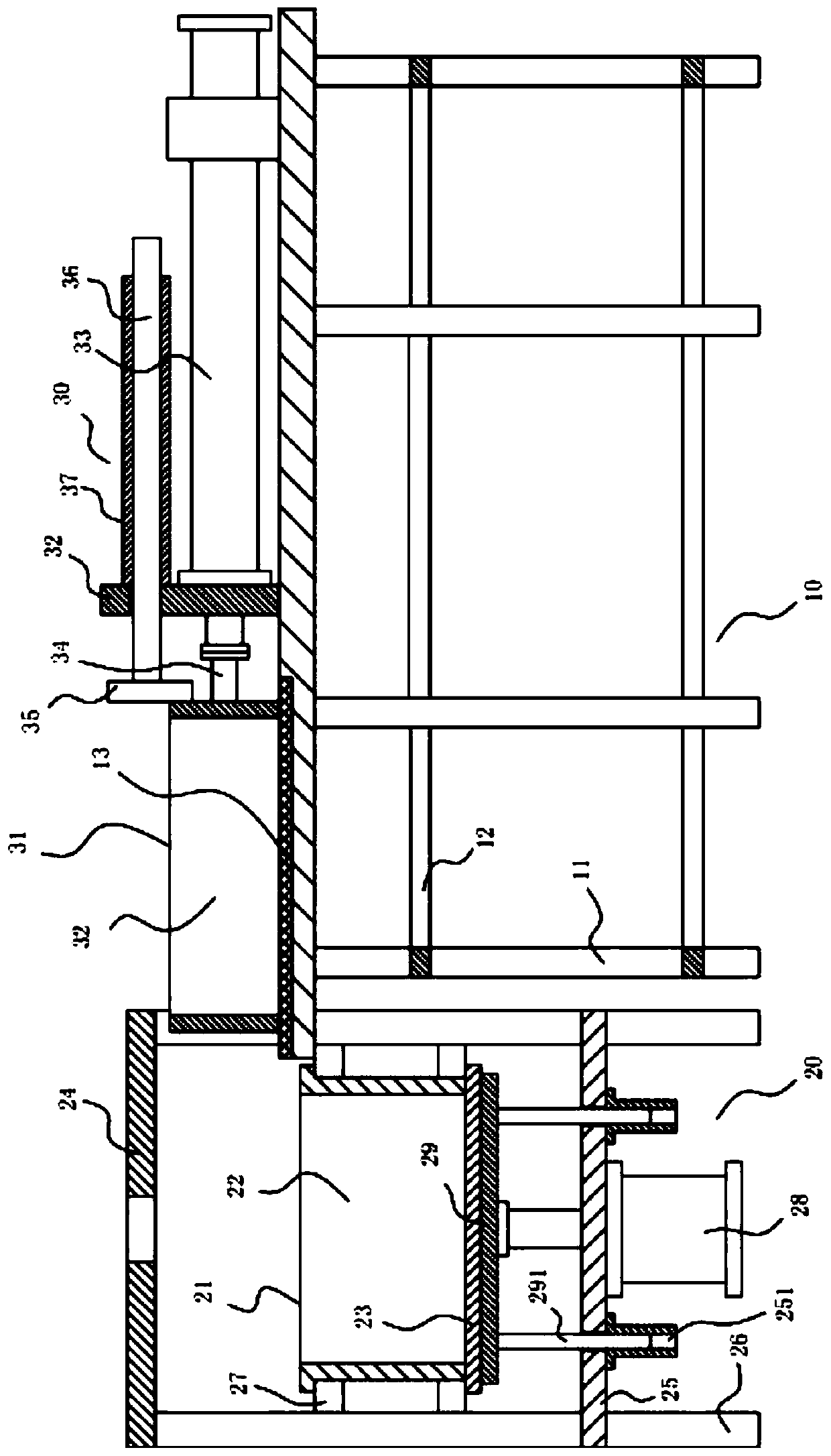 Mixed stirring material conveying mechanism