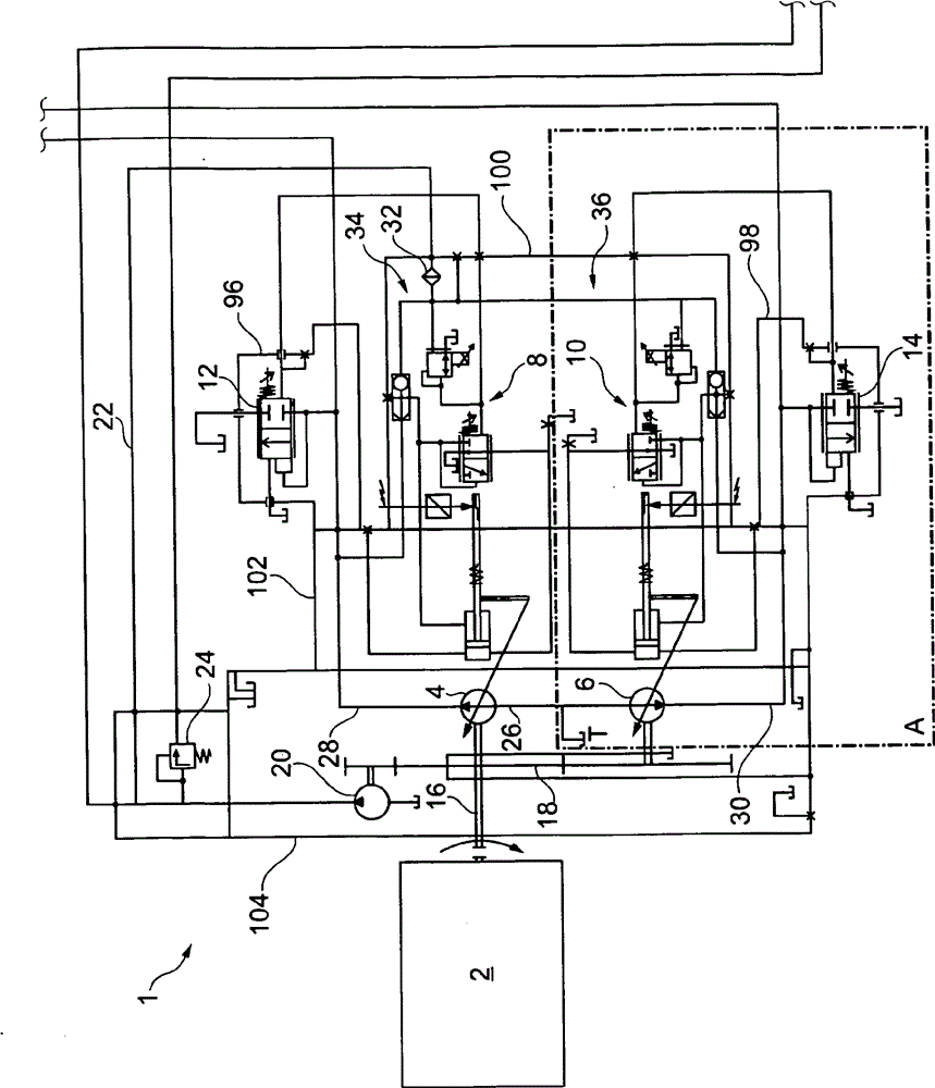 Hydraulic system with servo pump and bypass valve