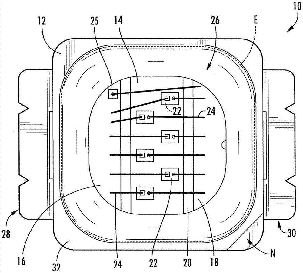 Light emitter packages and devices having improved wire bonding and related methods