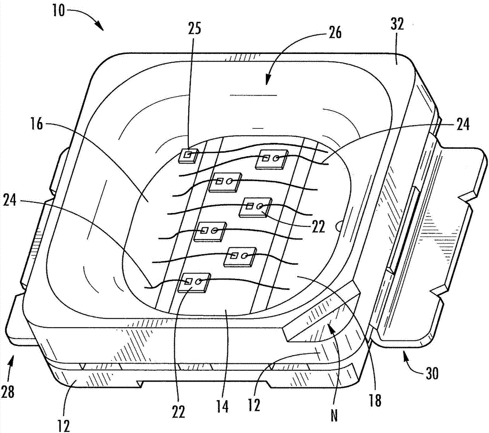 Light emitter packages and devices having improved wire bonding and related methods