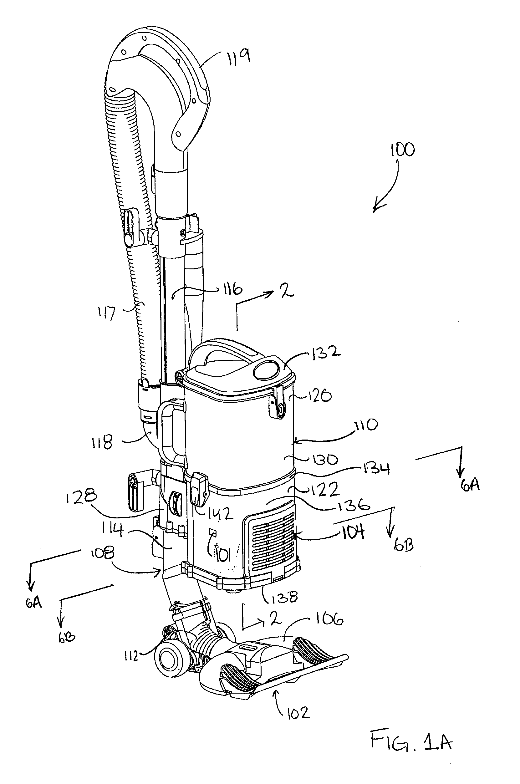 Suction motor housing for an upright surface cleaning apparatus