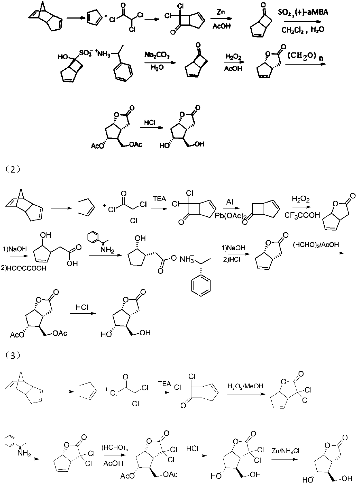 Synthetic method of (-)-Corey lactone diol