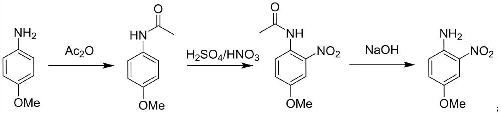 Method for synthesizing 4-methoxy-2-nitroaniline by adopting continuous flow reactor