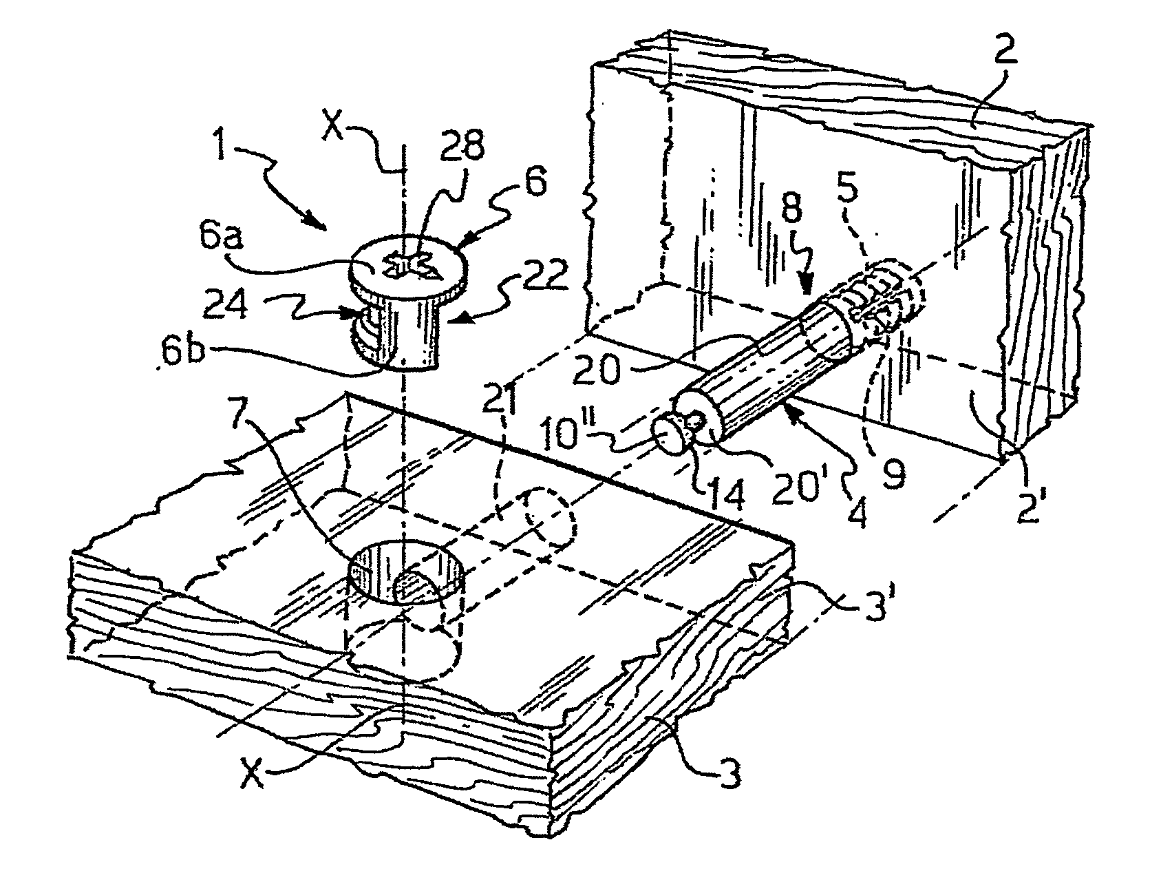 Device and method for detachably connecting abutting structural parts and tie member for use to form said device