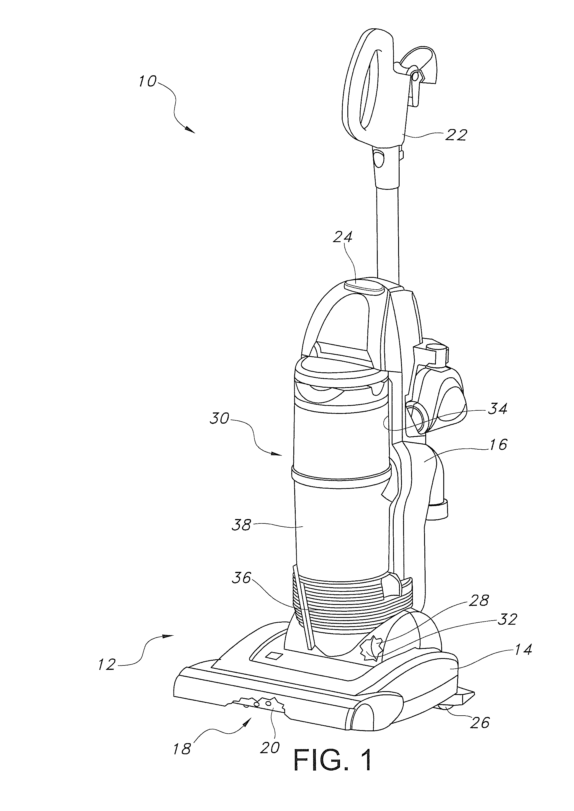 Dirt cup assembly with a pre-filter having a plurality of ribs