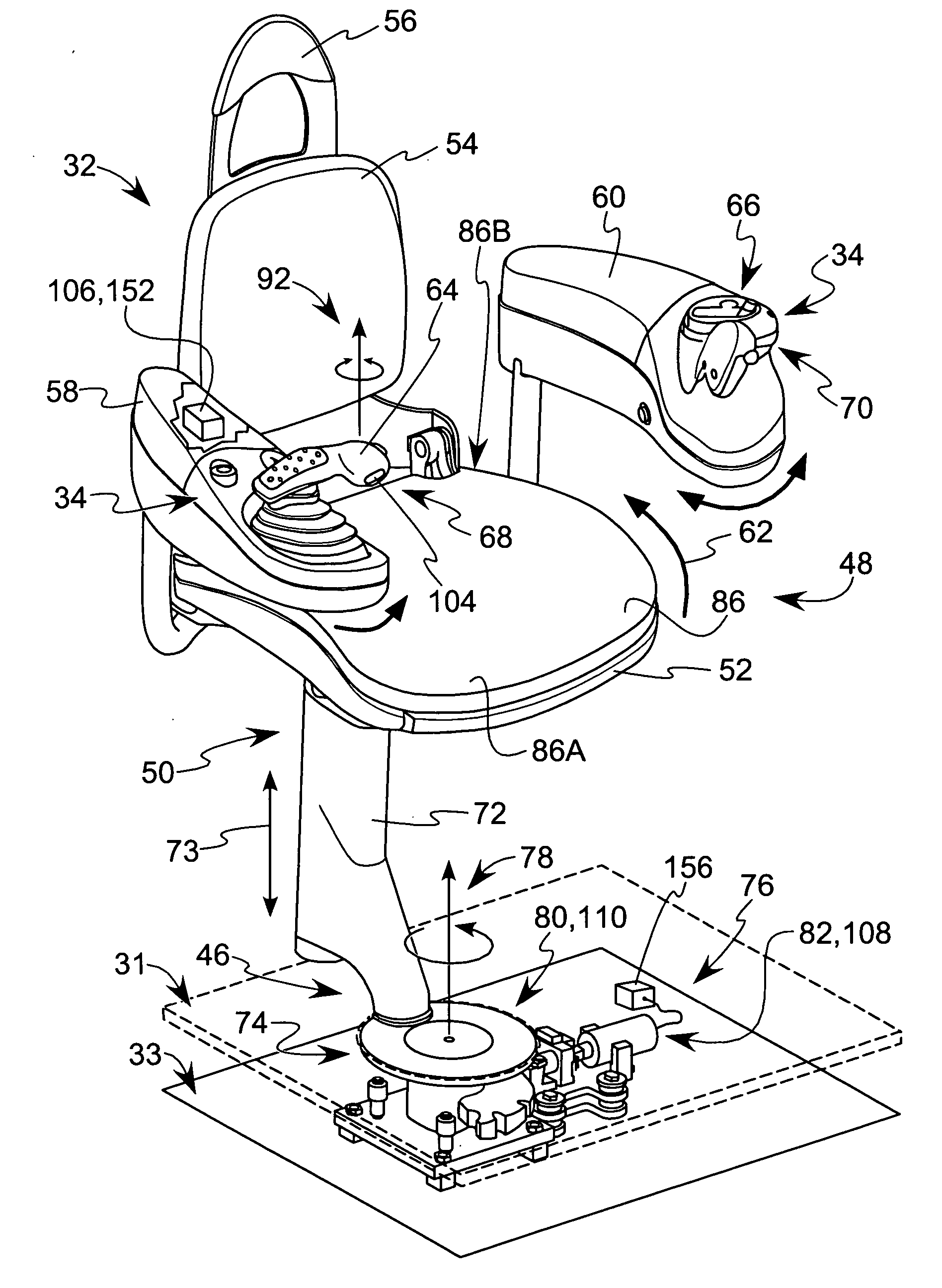 Rotating and swiveling seat