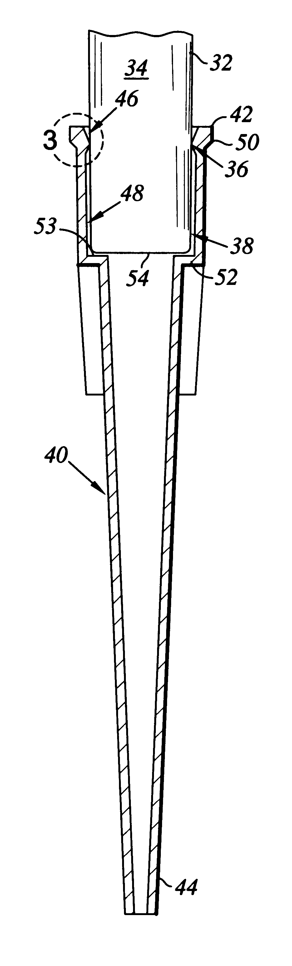 Pipette with improved pipette tip and mounting shaft