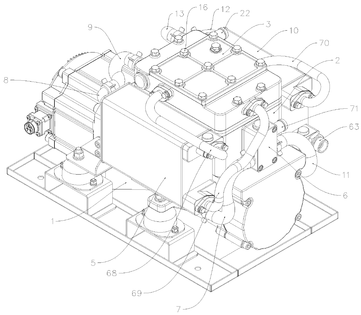 Oil-free piston type air compressor for new energy vehicle