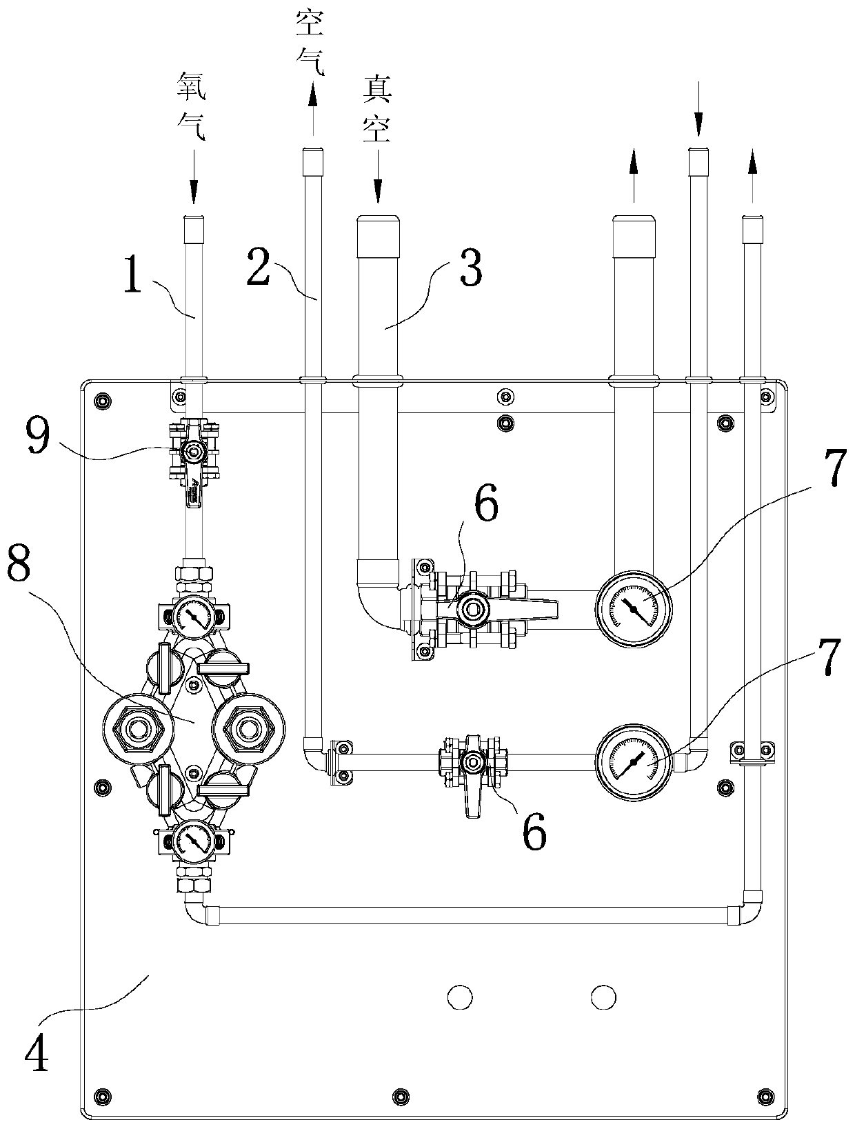 Shaft medical gas multifunctional control system