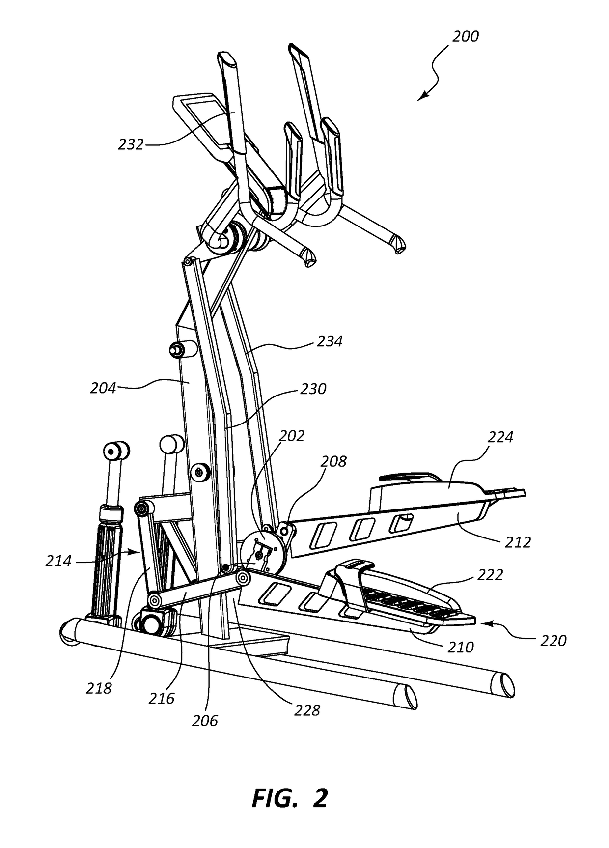 Pedal path of a stepping machine