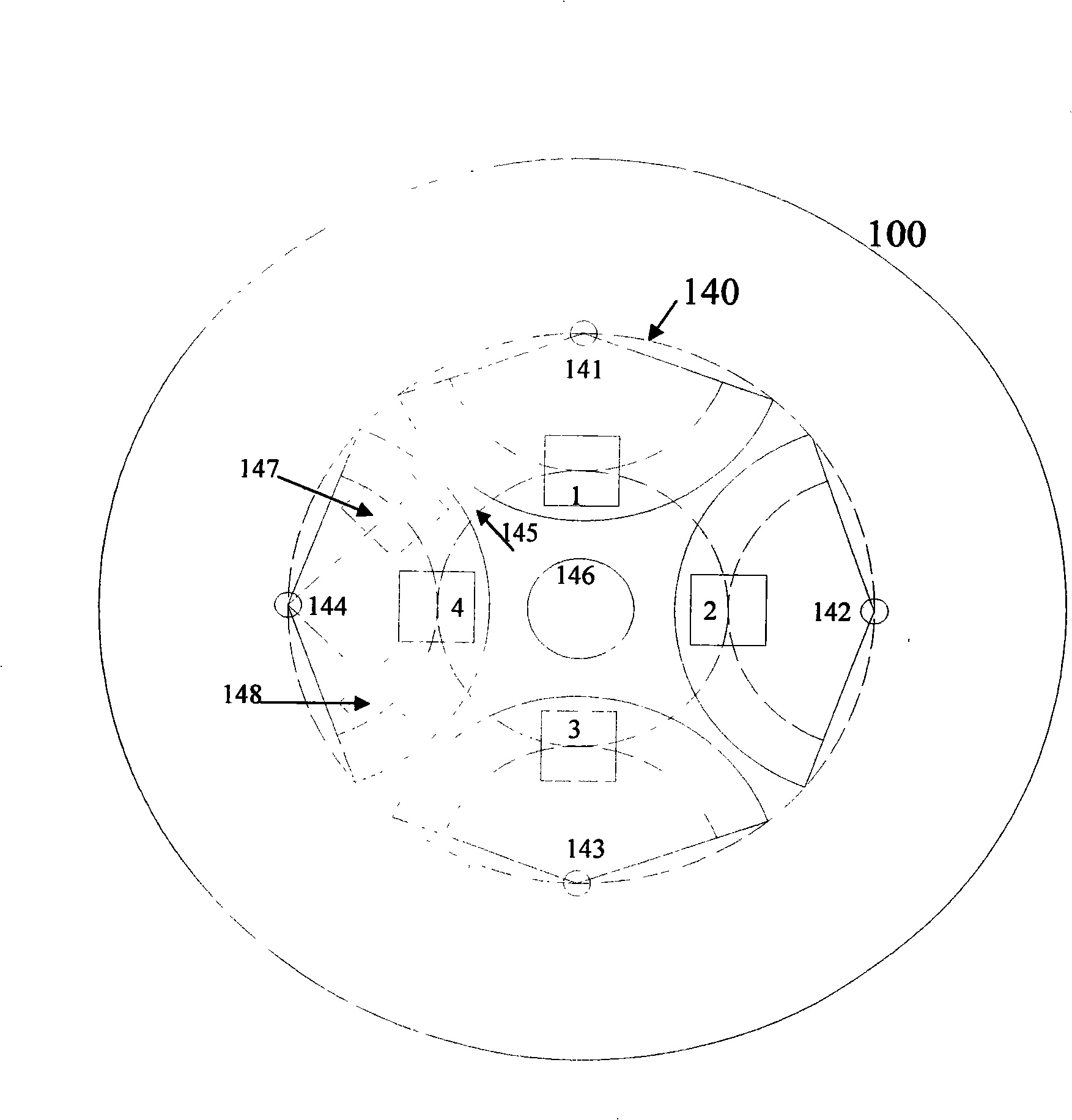 Multi-source vacuum evaporation device having multi-layer radial type evaporation source distribution structure