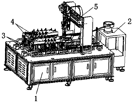 Automatic buckle assembly machine of automobile rear wind deflector