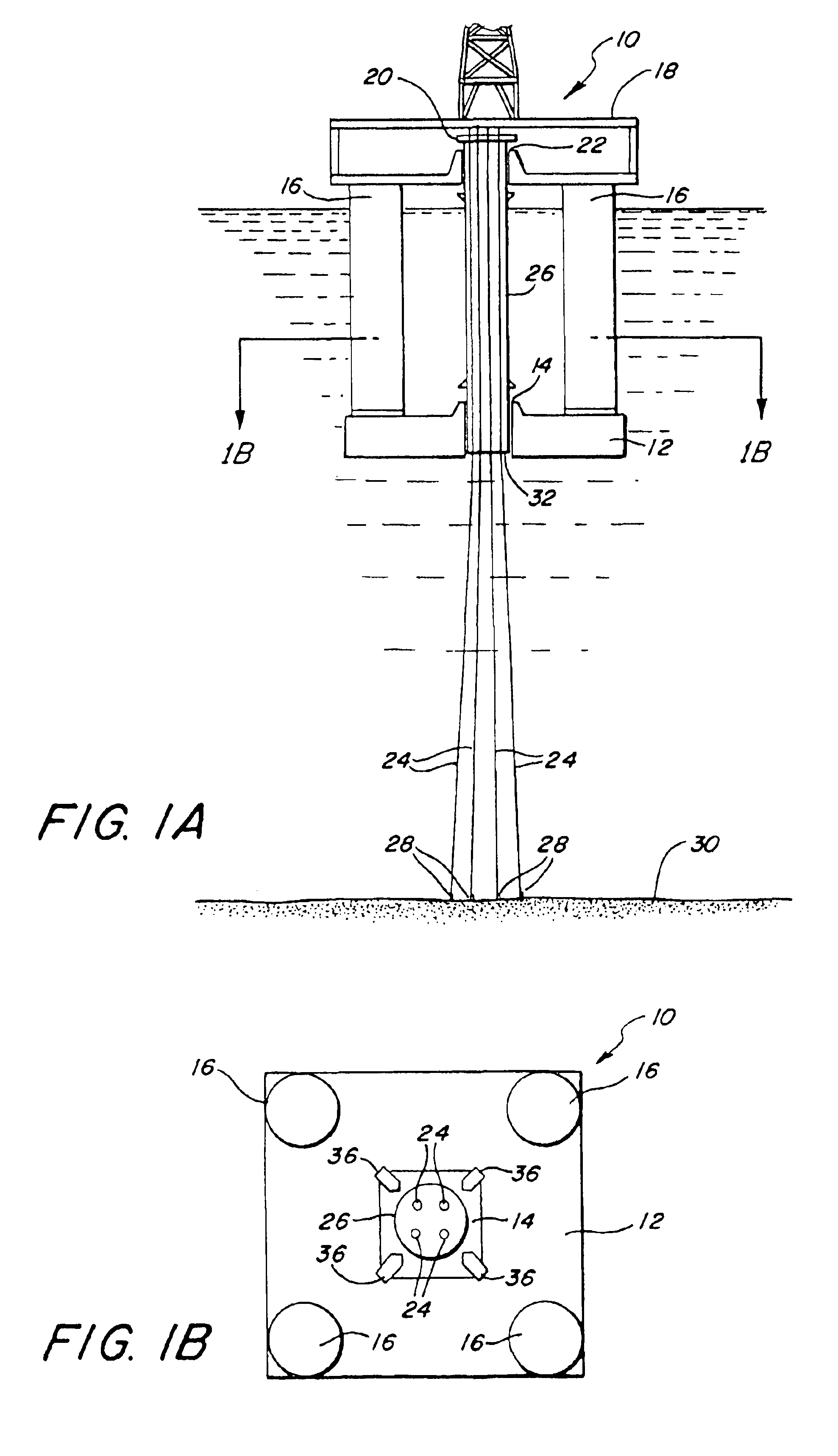 Multi-cellular floating platform with central riser buoy