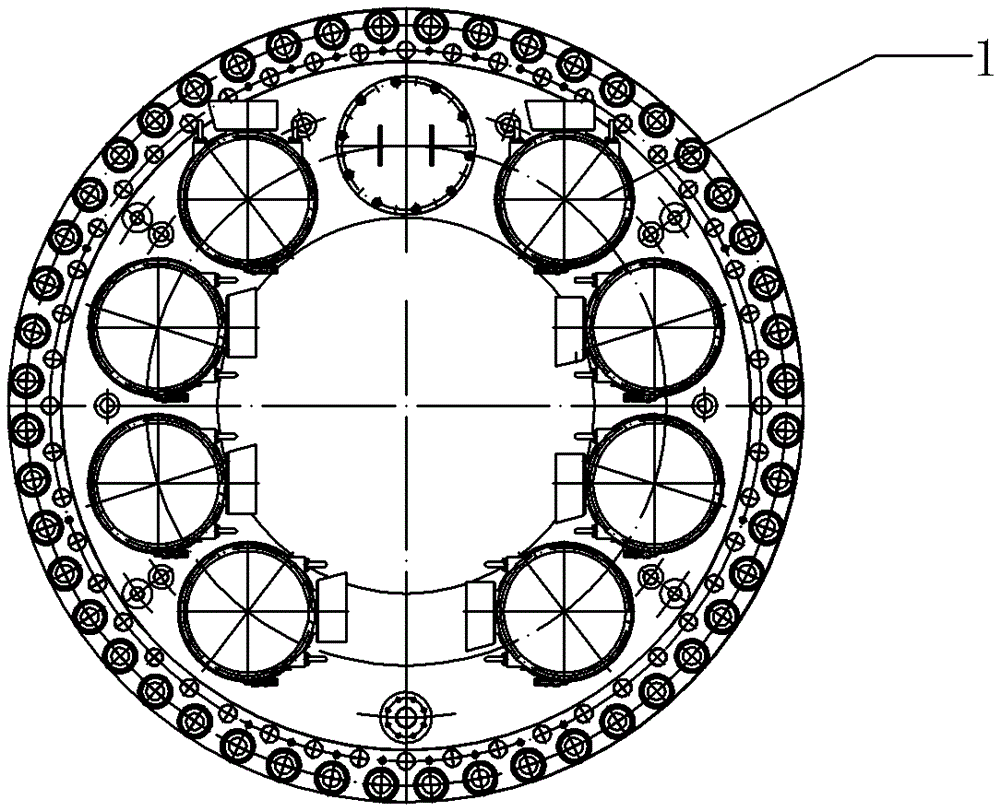 Main drive mechanism of six-arm cutterhead for shield machine