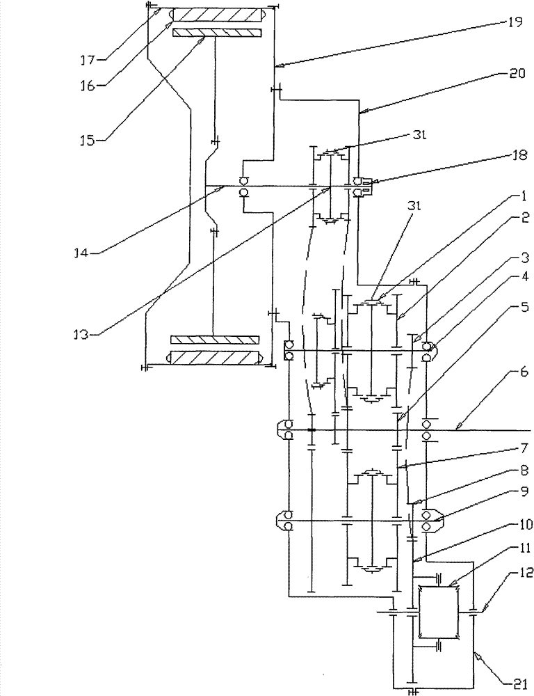 Three-countershaft type active transmission device of vehicle