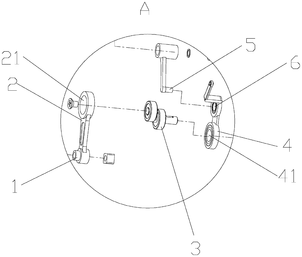 Take-up lever device, link mechanism and production process of link mechanism