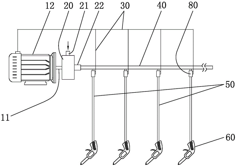 Center high-pressure water-supplying car washing device