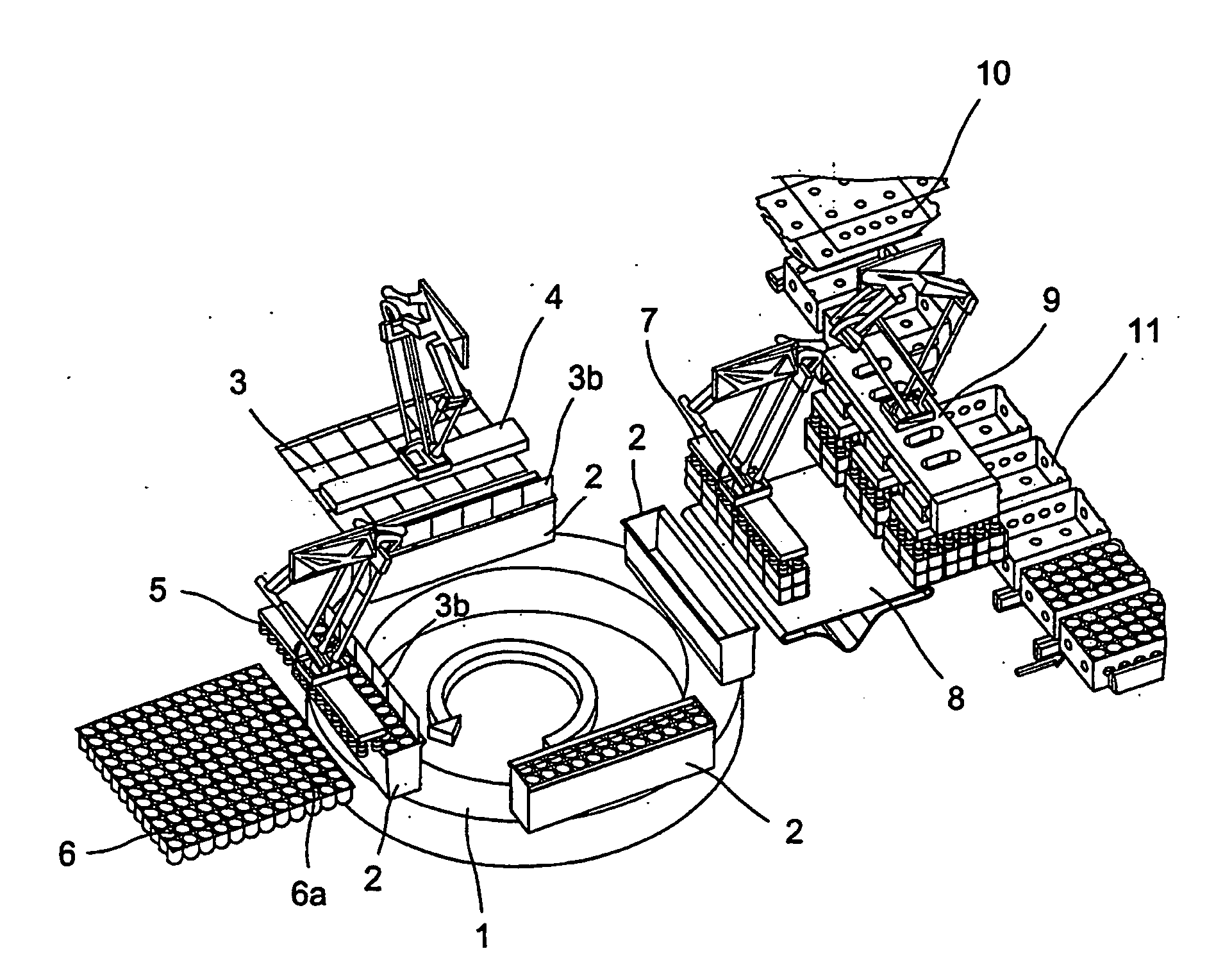 Device for overpacking at least one object into a batch