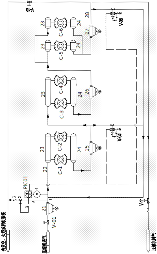 System and method for preventing overpressure of inlet of piston type compressor