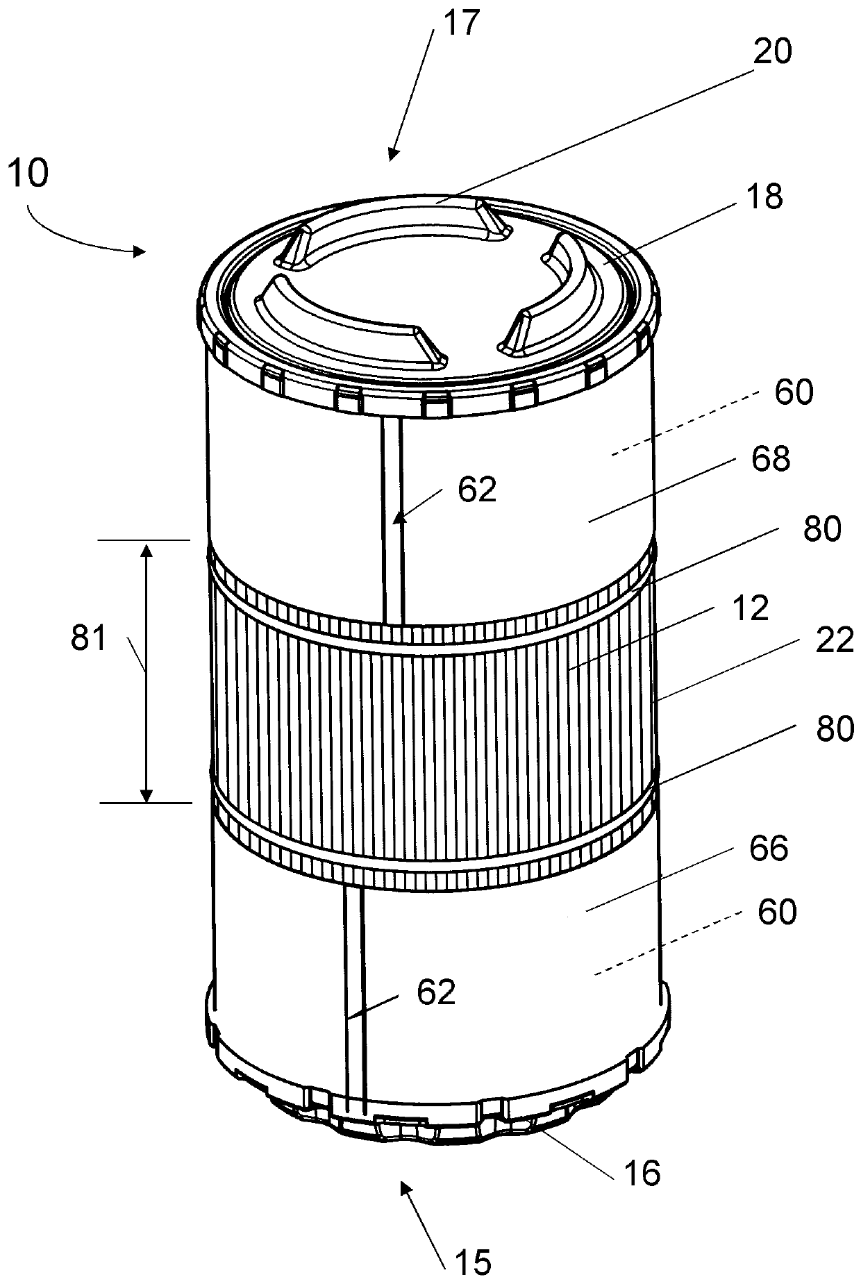 Filter element and filter system having filter element