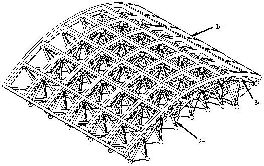 Self-stressing cable rod and rigid net shell combined structure and construction method thereof