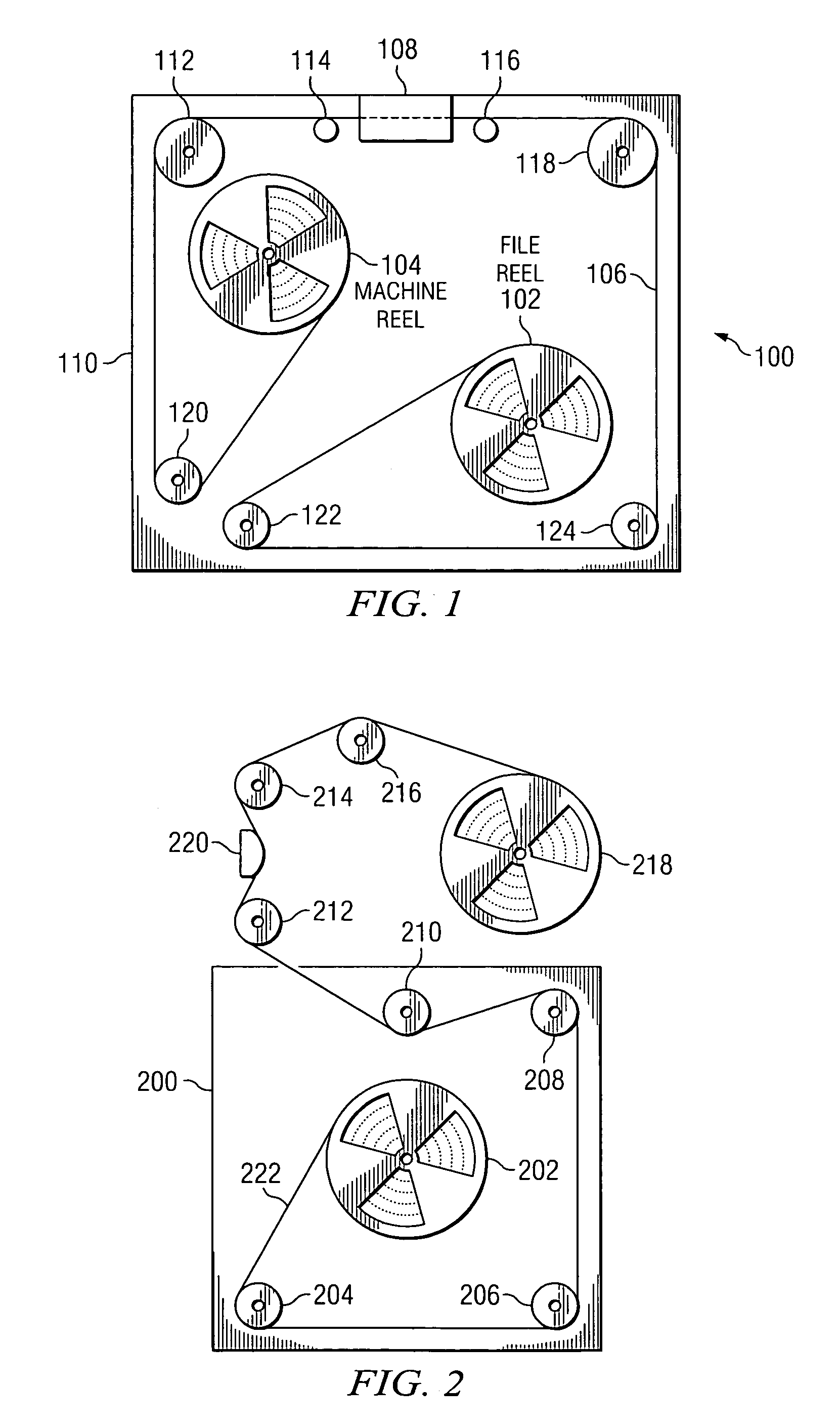 Variable curvature in tape guide rollers