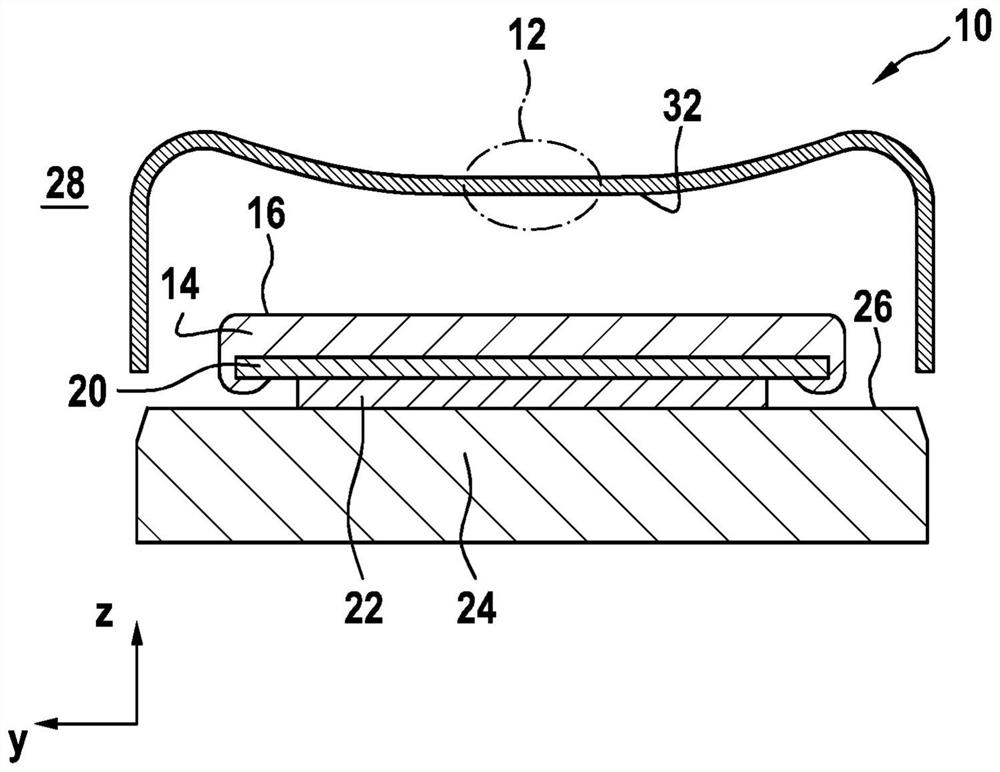 Device for reducing mechanical loads under and in a functional component such as a PTC element