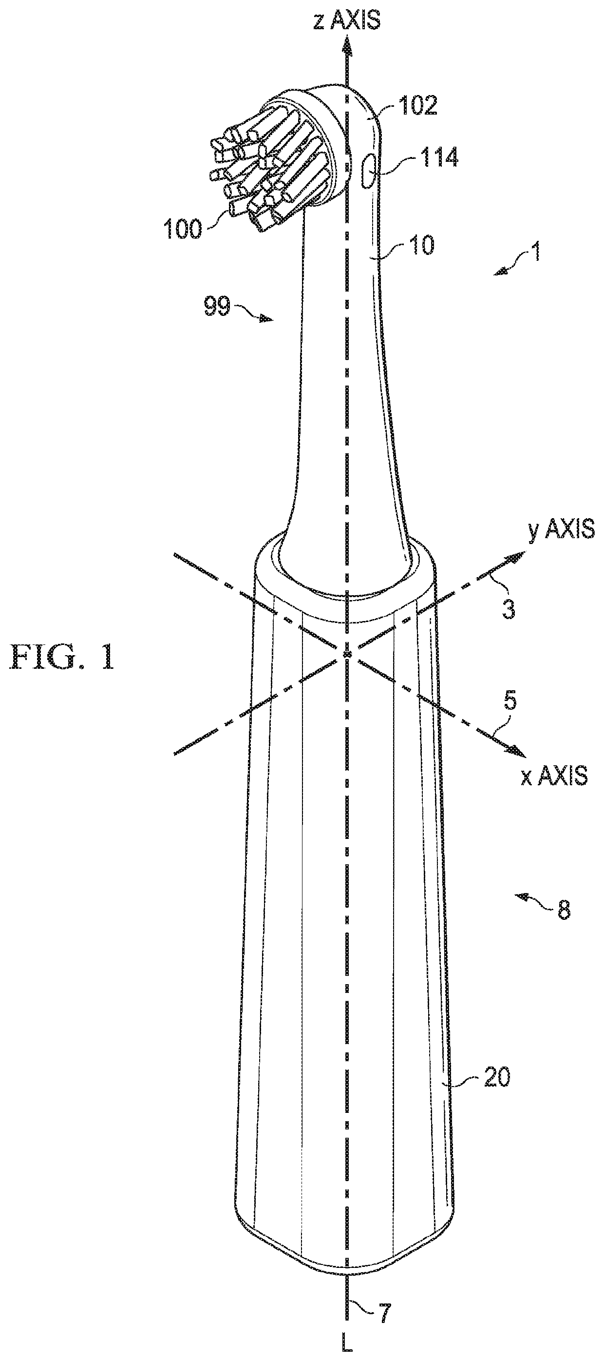 Toothbrush for oral cavity position detection